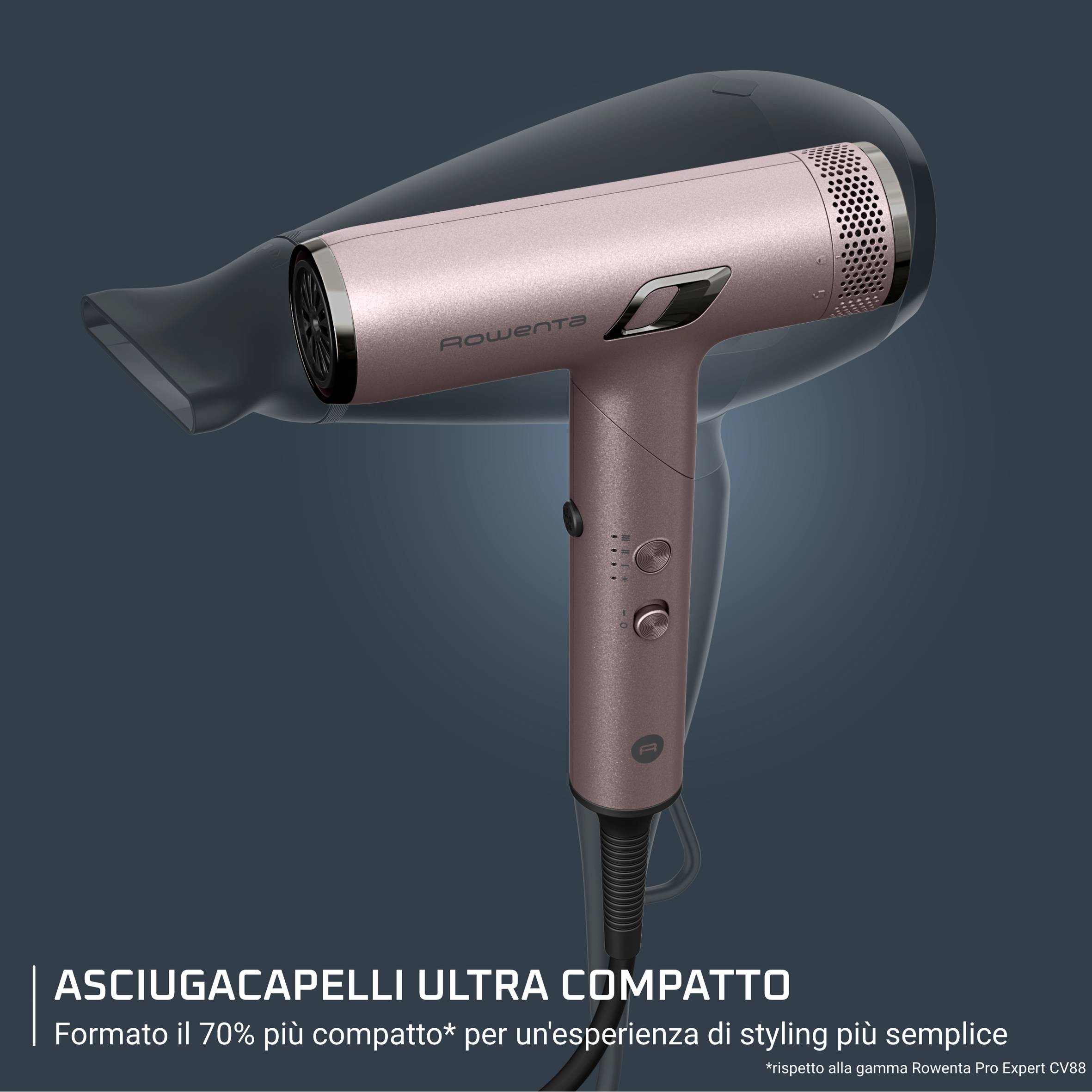 Ultimate Experience NANO ON THE GO, Asciugacapelli Pieghevole, Motore Brushless