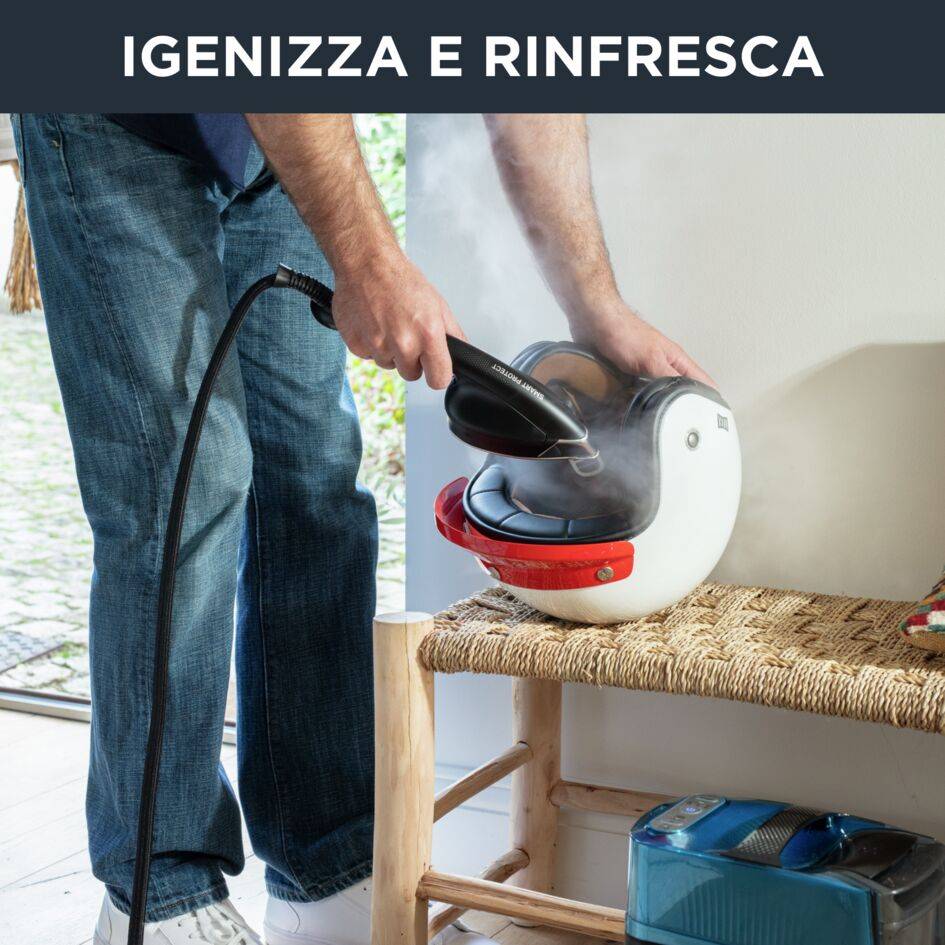 Cube, Stiratore Verticale Versatile, Stirante & Igienizzante, Black & Blue