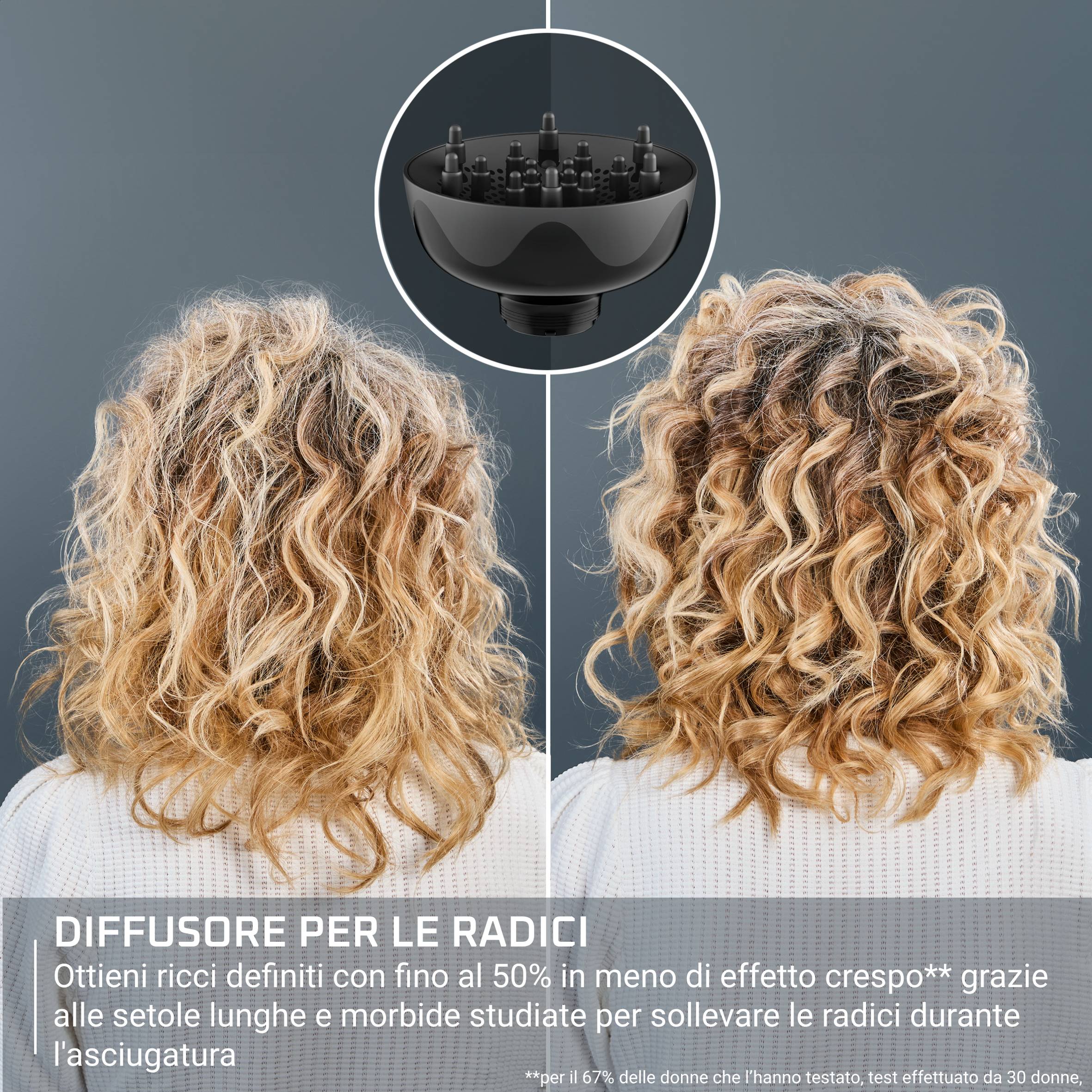 Curl Harmony, Diffusore ad Aria Calda 3 in 1, Capelli Ricci