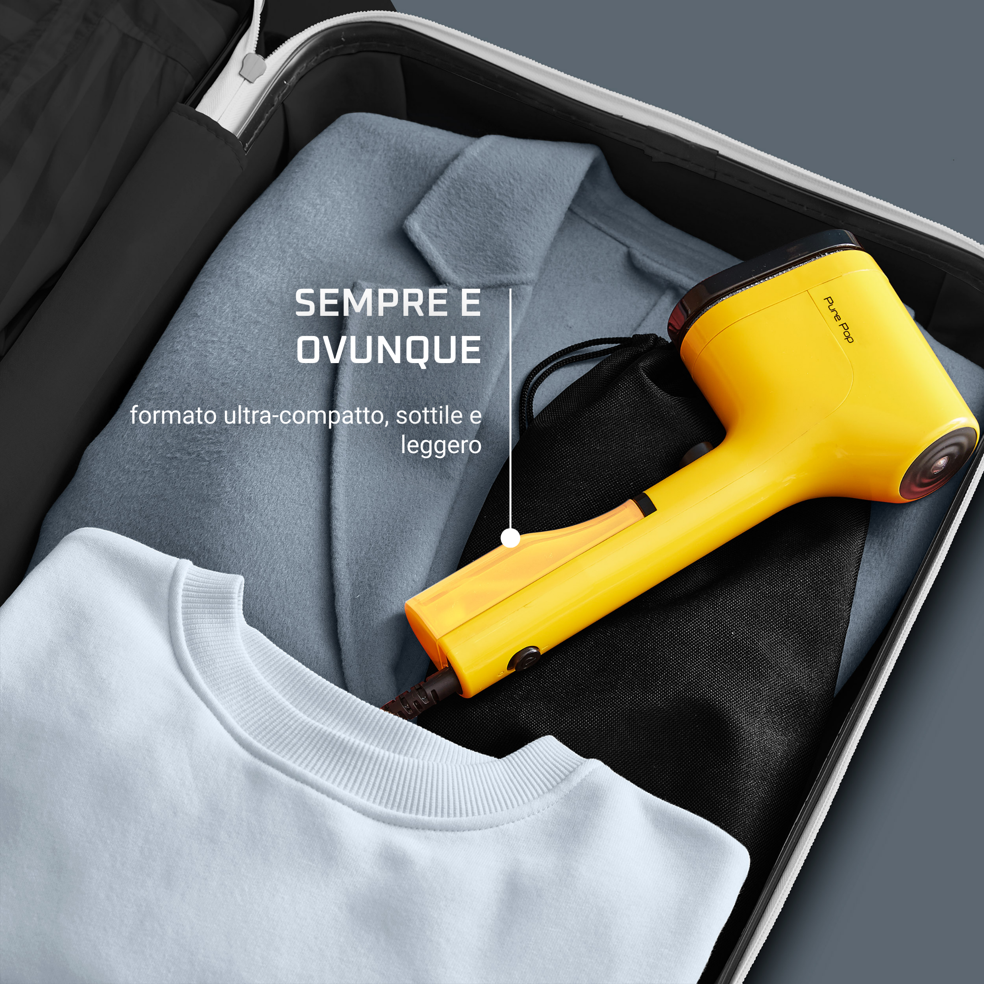 Pure Pop, Stiratore Verticale Portatile, Pad Reversibile, Yellow