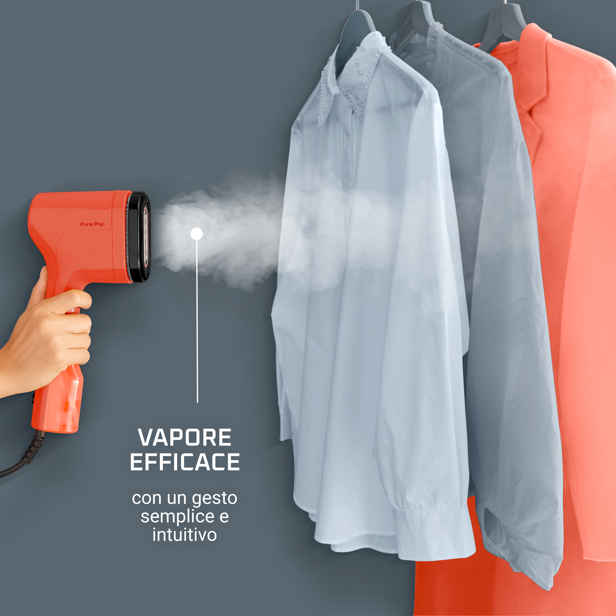 Pure Pop, Stiratore Verticale Portatile, Pad Reversibile, Coral