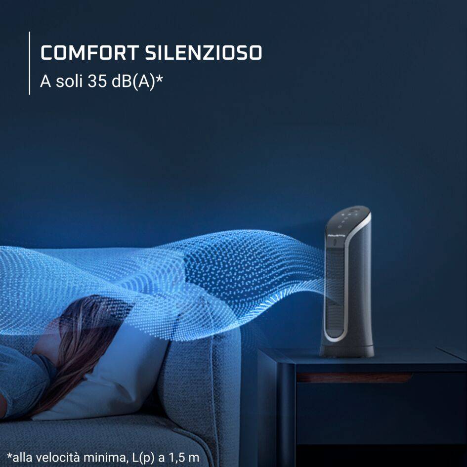Eole Compact, Mini Ventilatore a Torre, Freschezza Intensa, Comfort Silenzioso