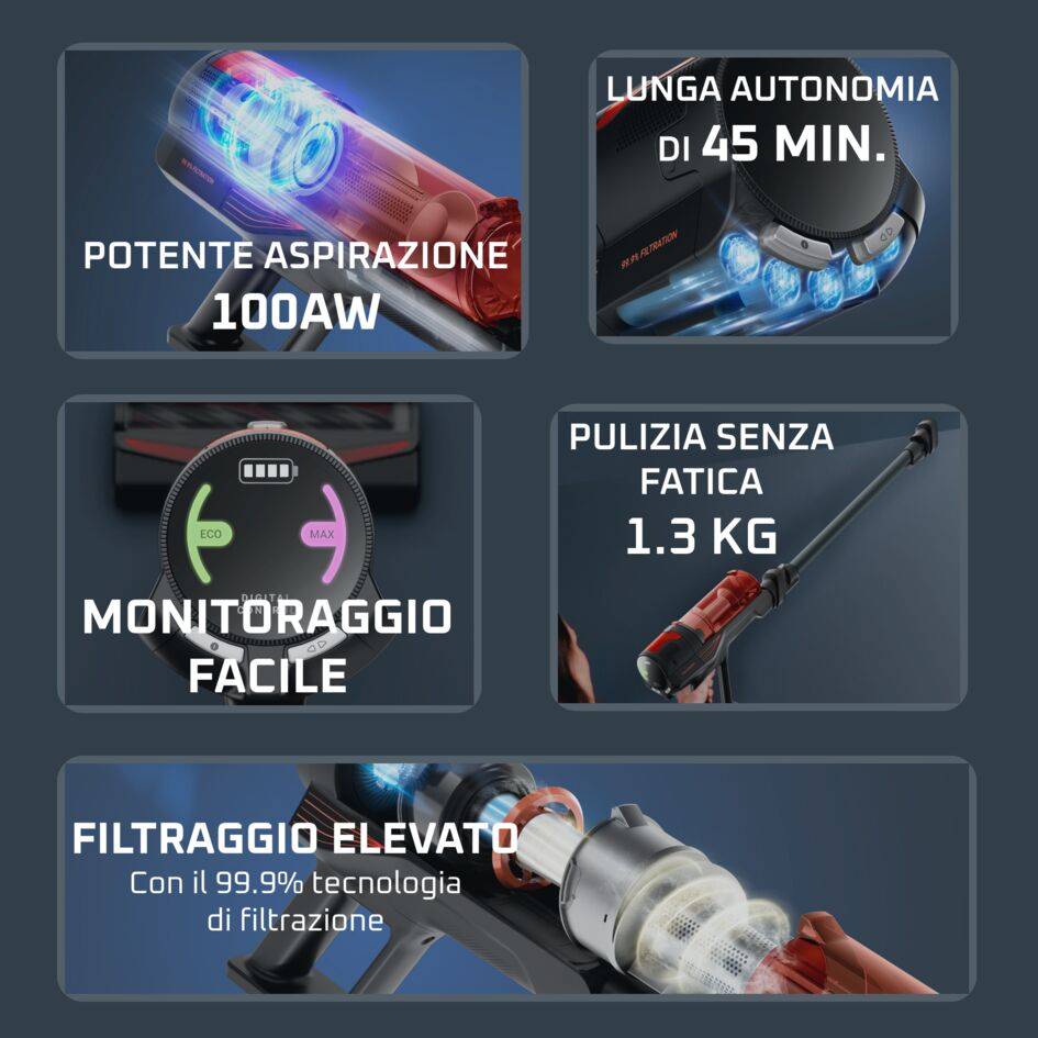 X-FORCE 8.80, Scopa elettrica senza filo, Pulizia Potente, 100AW*