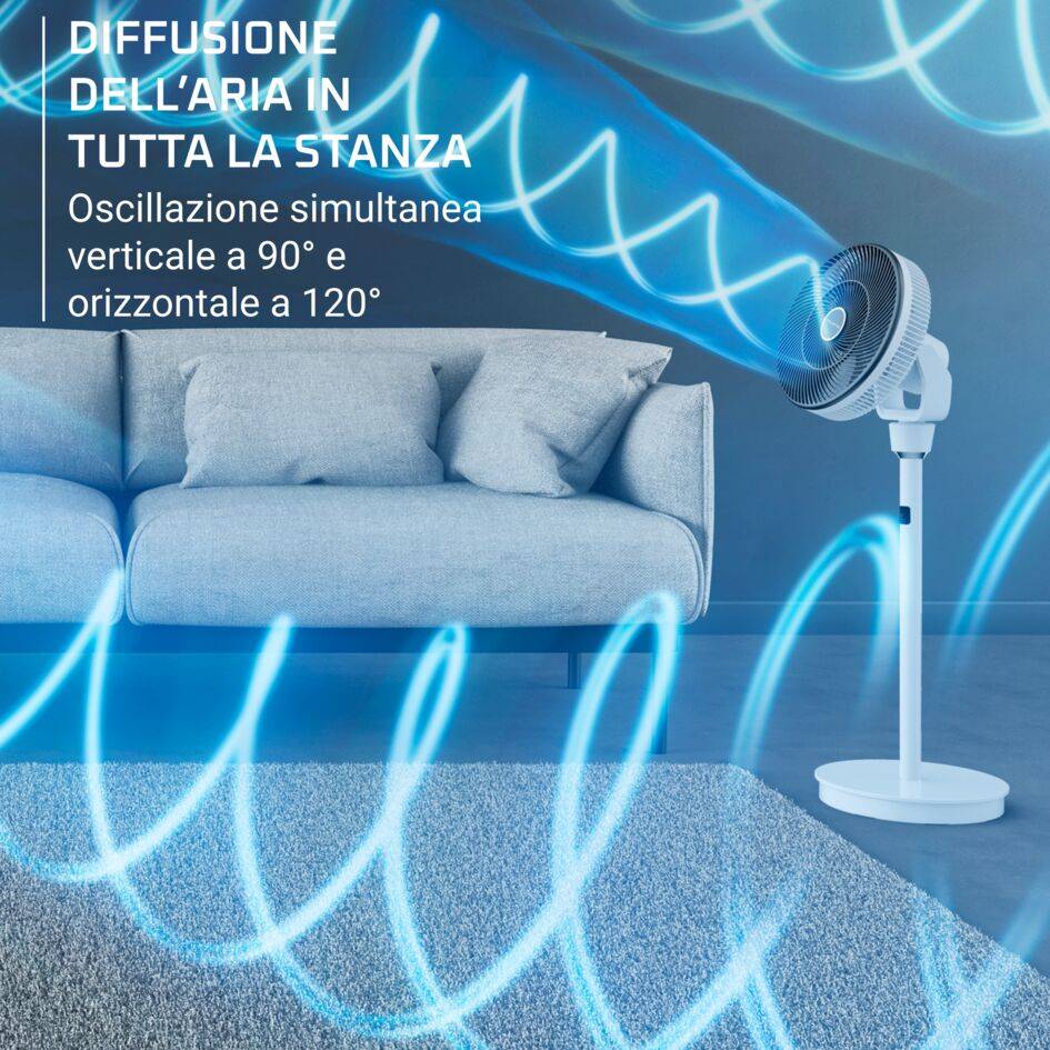Turbo Swift Silence, Ventilatore a piantana, Freschezza intensa, Oscillazione multidirezionale