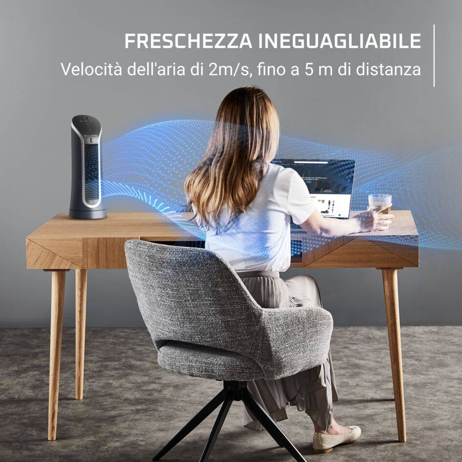 Eole Compact, Mini Ventilatore a Torre, Freschezza Intensa, Comfort Silenzioso