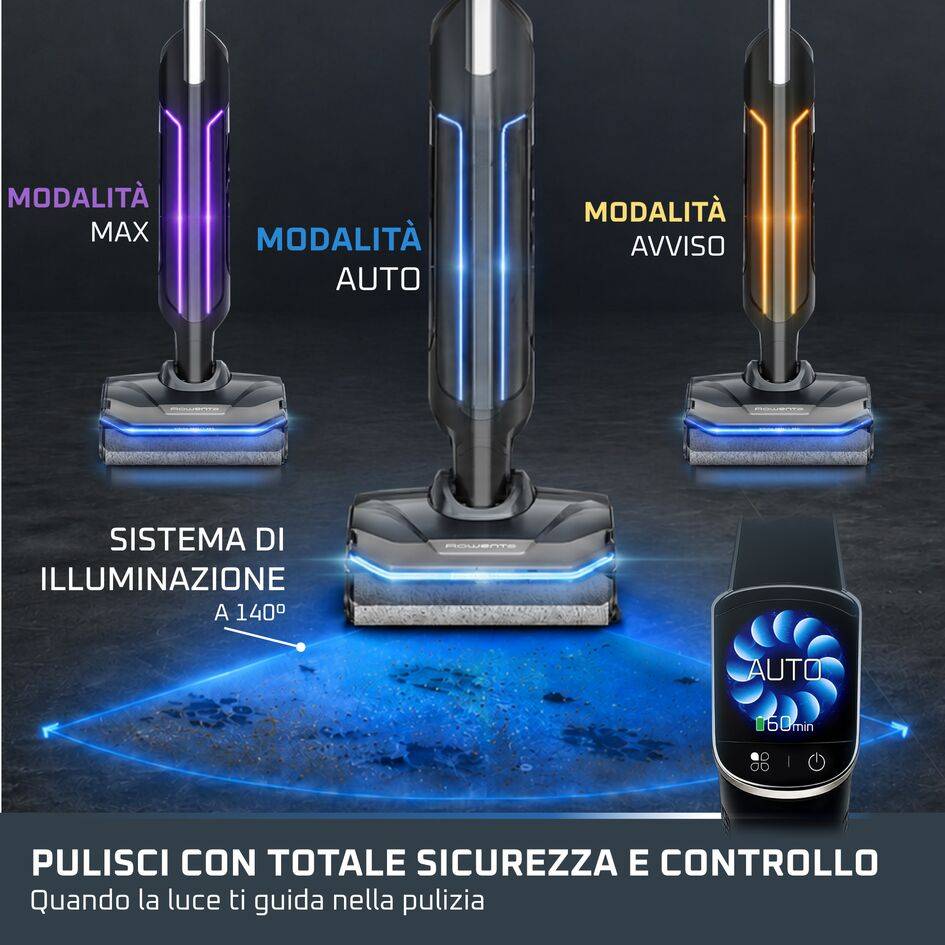 Rowenta X-Clean Vision Pro,Lavapavimenti 2 in 1, Autonomia 60 minuti,GZ7136