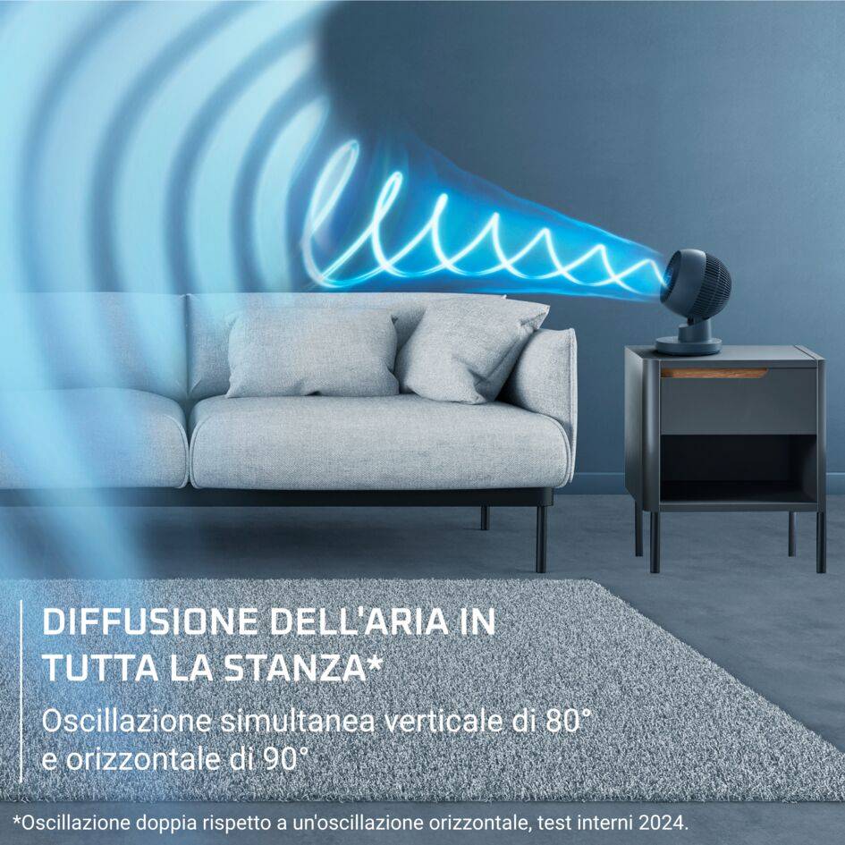 Turbo Silence Compact 3D Desk, Ventilatore da tavolo, Freschezza intensa, Oscillazione automatica
