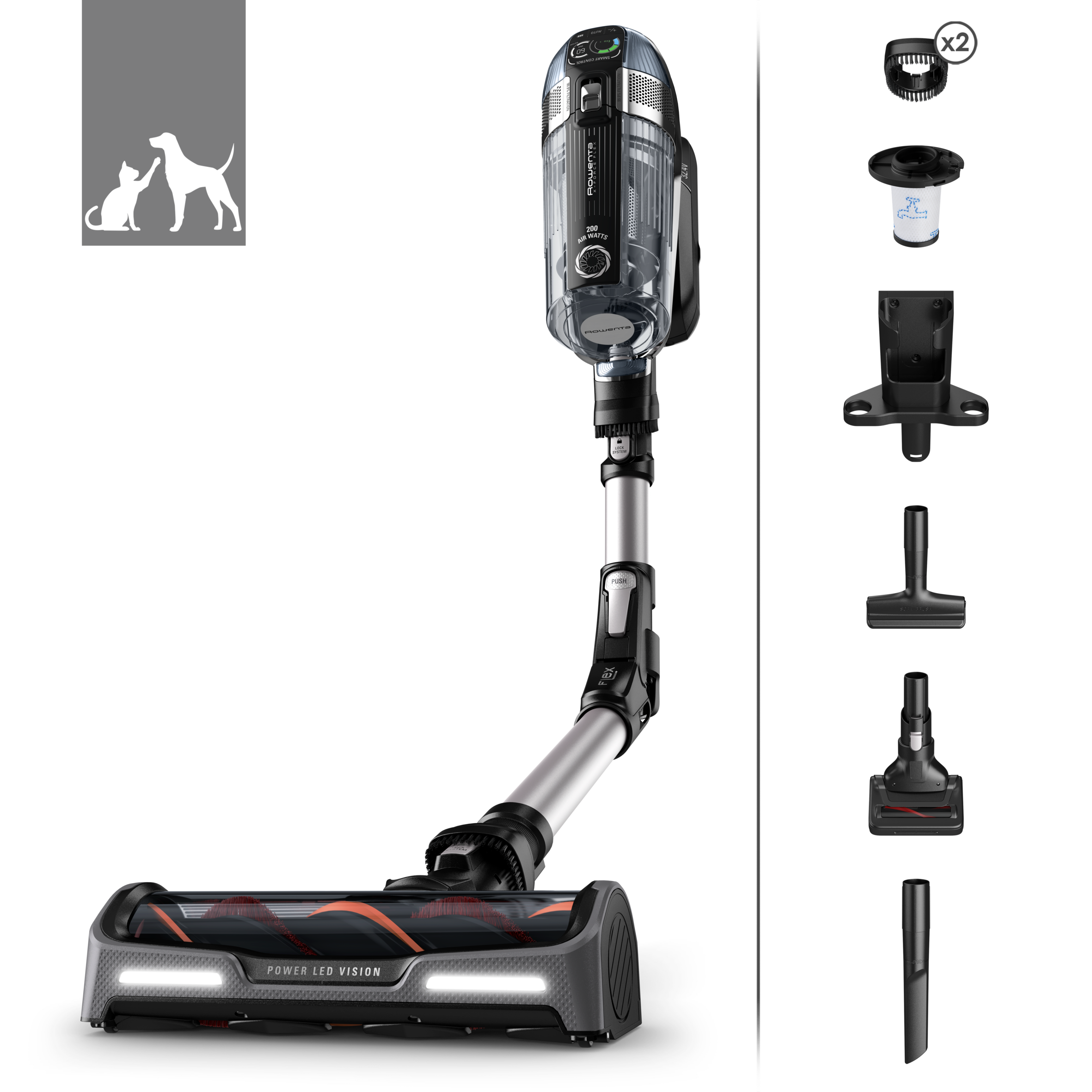 X-Force Flex 14.60, Aspirapolvere Senza Filo, Modello Animal Care,200 AW, Autonomia 70 Min