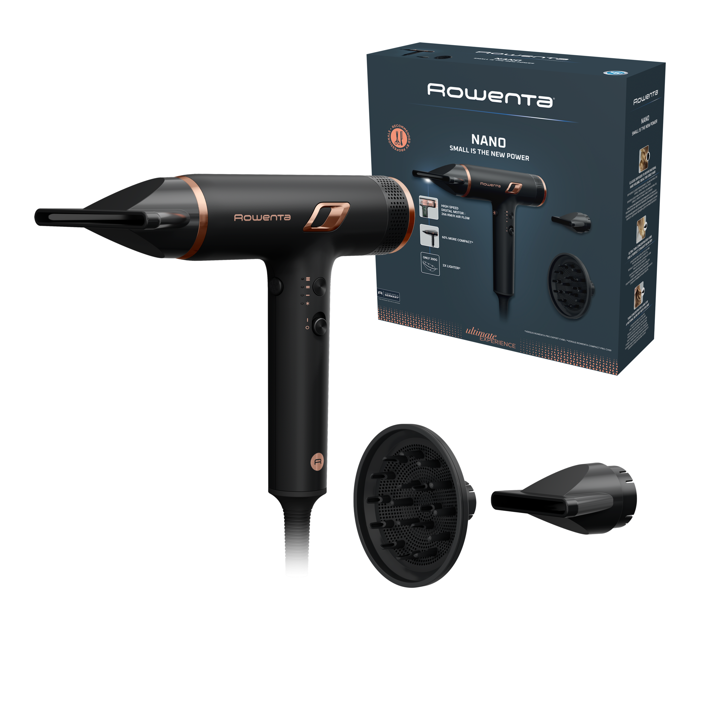 Ultimate Experience NANO, Asciugacapelli, Motore Brushless, Compatto