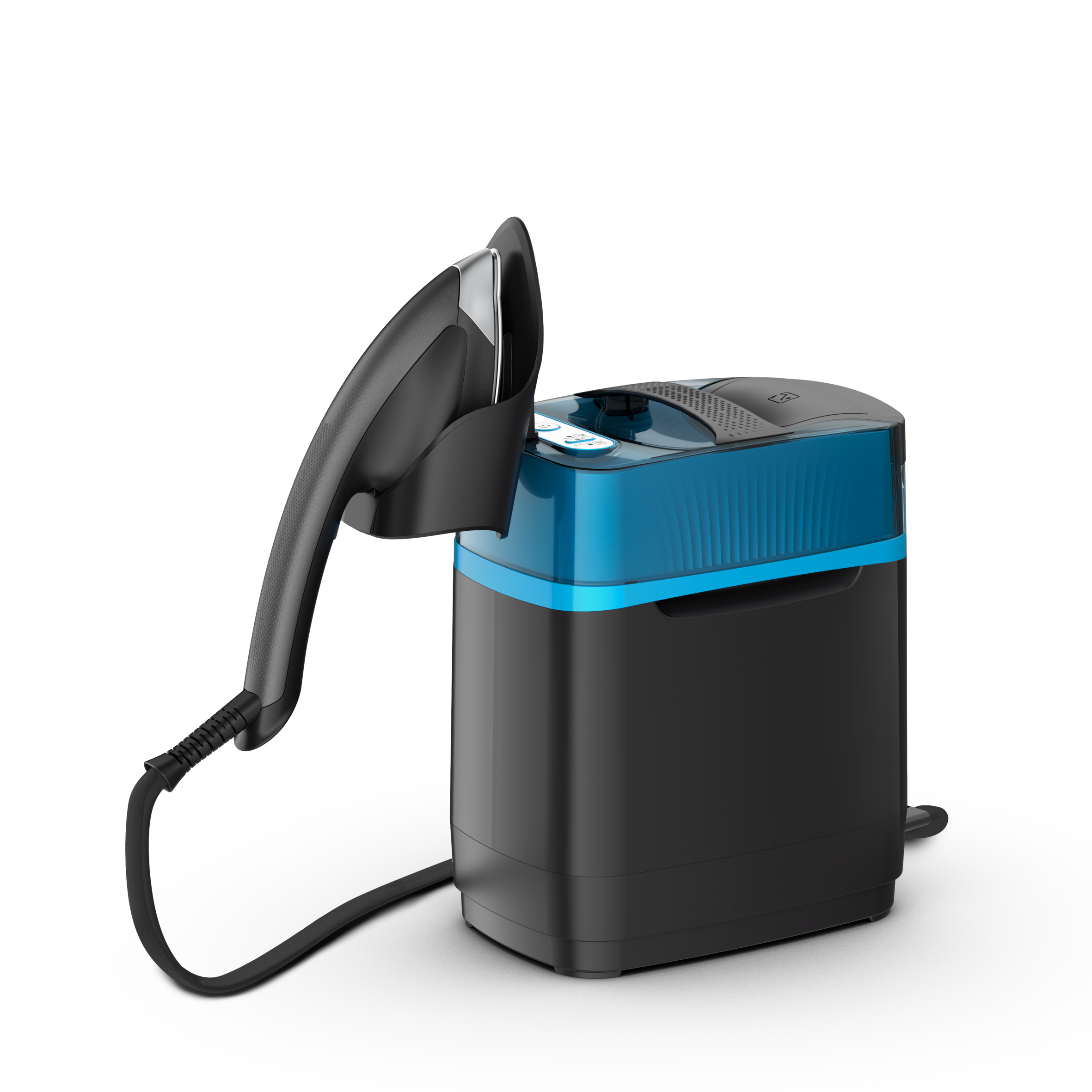 Cube, Stiratore Verticale Versatile, Stirante & Igienizzante, Black & Blue