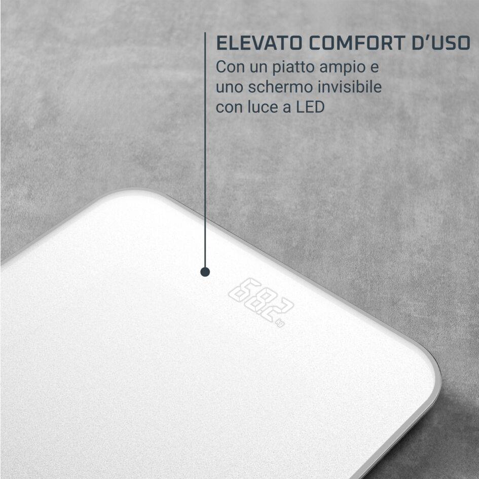 Classic, Bilancia da Bagno, Schermo Invisibile Facile da Leggere, Capacità di 180 kg