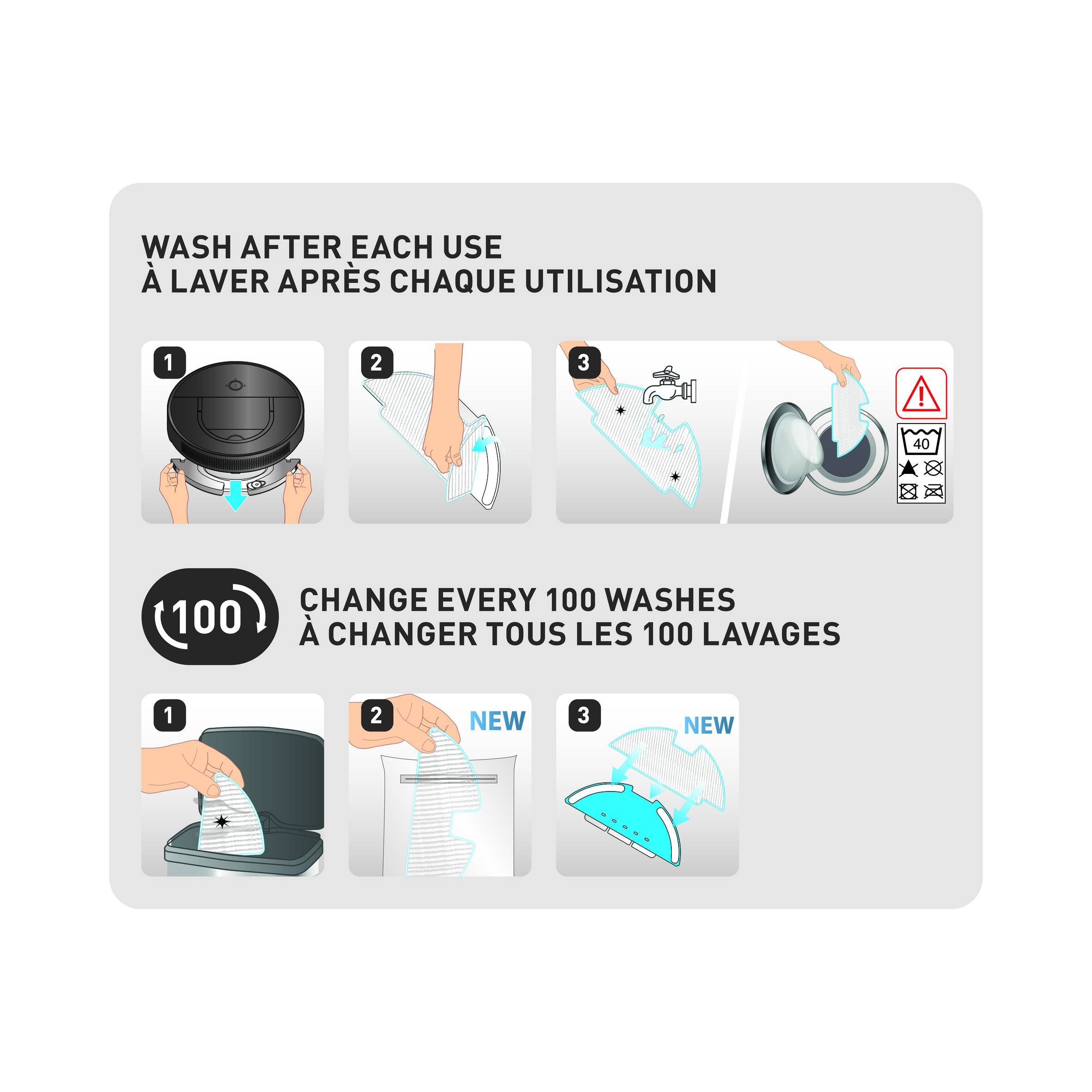 Kit di 3 panni aspirapolvere robot ZR130001