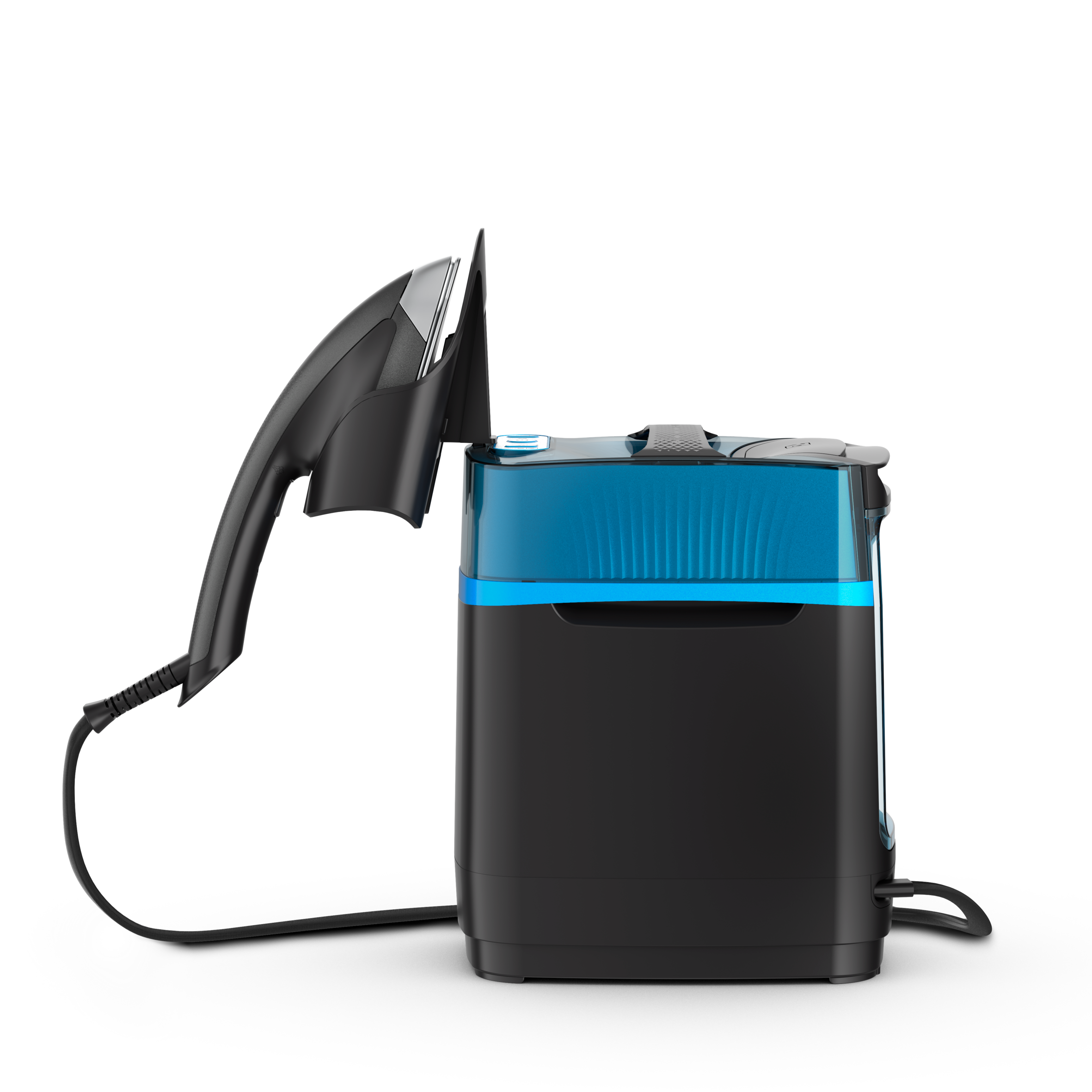 Cube, Stiratore Verticale Versatile, Stirante & Igienizzante, Black & Blue