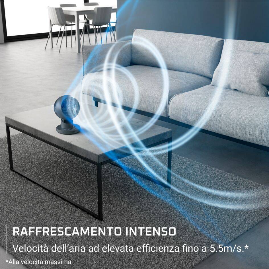 Turbo Silence Compact 3D Desk, Ventilatore da tavolo, Freschezza intensa, Oscillazione automatica