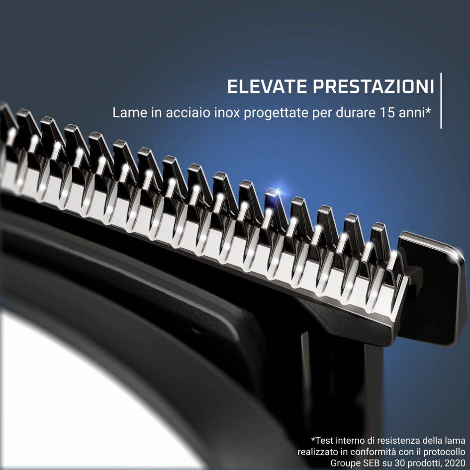 Trim & Style 8 in 1, Regolabarba Multifunzione da Uomo, Lame Autoaffilanti in Acciaio Inox, 6 Pettini Fissi