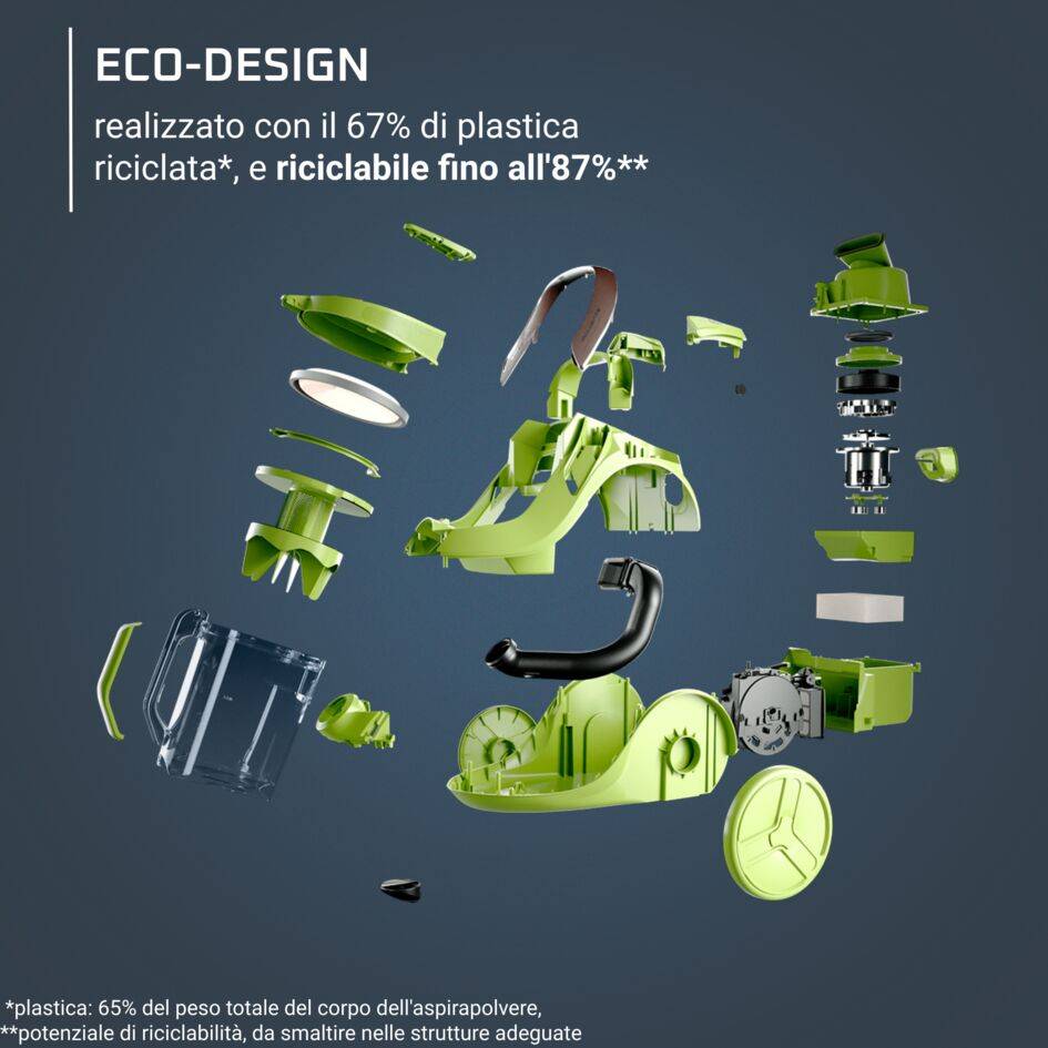 Aspirapolvere a traino senza sacco Green Force Cyclonic Effitech®+