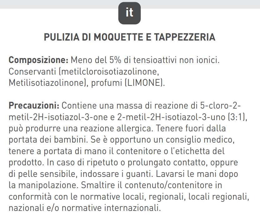 SOLUZIONE PER LA PULIZIA DI TAPPEZZERIA E MOQUETTE - 1L XD5310F0