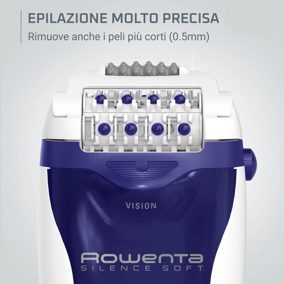 Epilatore Silence Soft, dispositivo per l’epilazione, funzione Vision, efficienza multiangolo