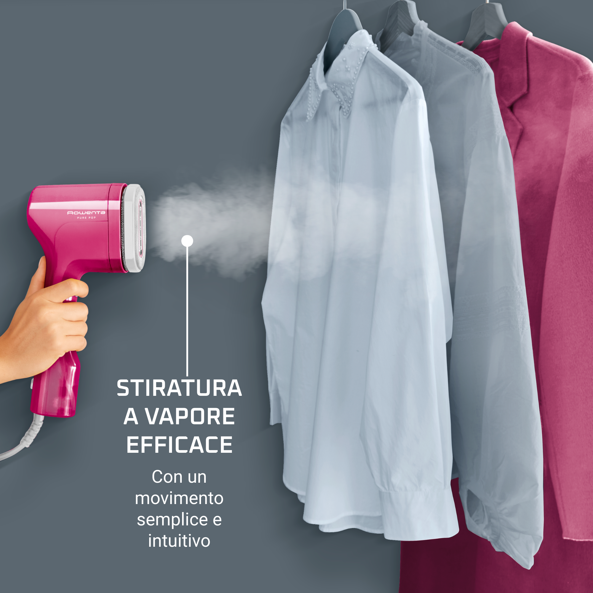 Pure Pop Stiratore Verticale Portatile, Erogazione di Vapore Fino a 20 g/min