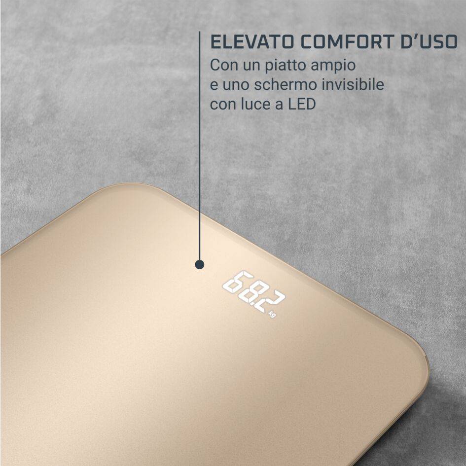 Classic, Bilancia da Bagno, Schermo Invisibile Facile da Leggere, Capacità di 180 kg