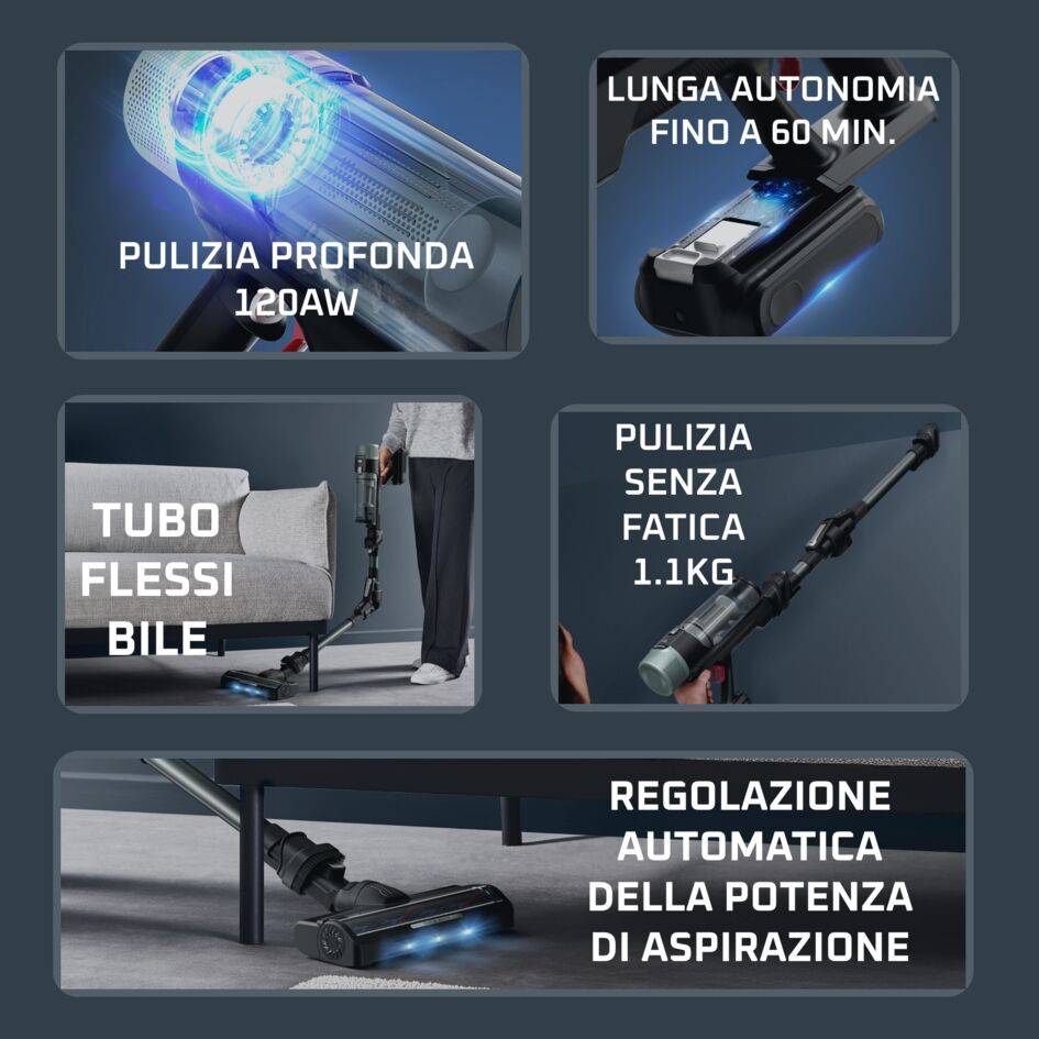 X-FORCE FLEX 10.80 Allergy, Aspirapolvere Senza Filo, Aspirazione Profonda Senza Sforzi