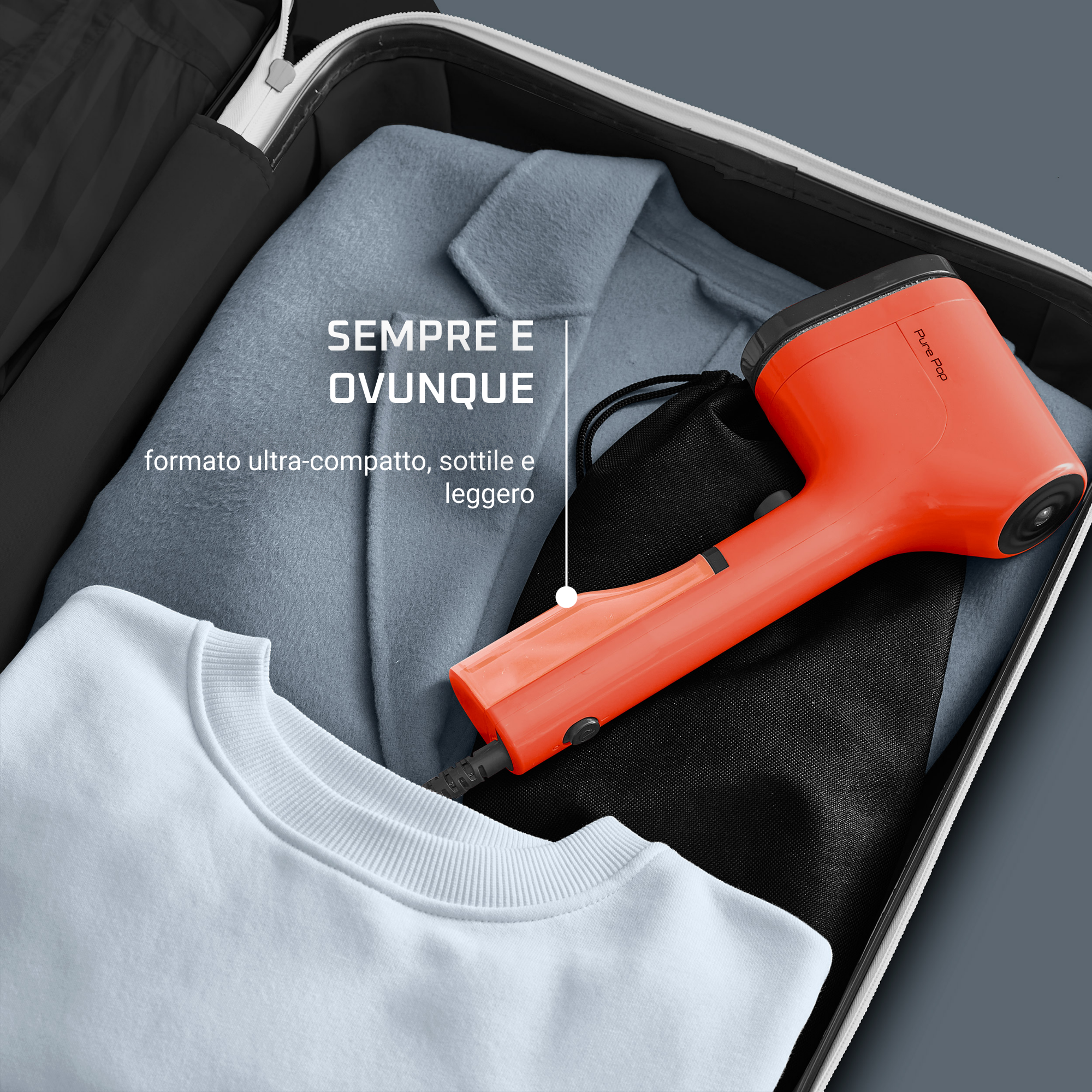 Pure Pop, Stiratore Verticale Portatile, Pad Reversibile, Coral