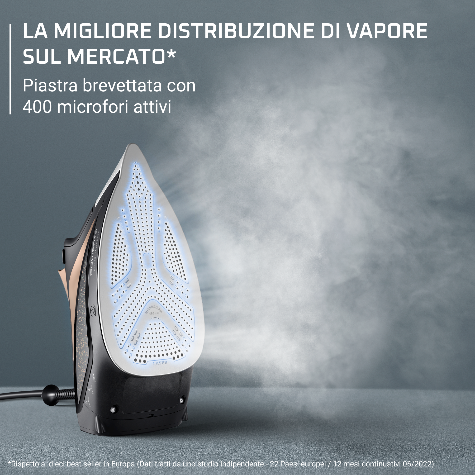 Eco Intelligence, Ferro a Vapore, 190 g/min, Eco-designed, Microsteam 400, Black & Brown