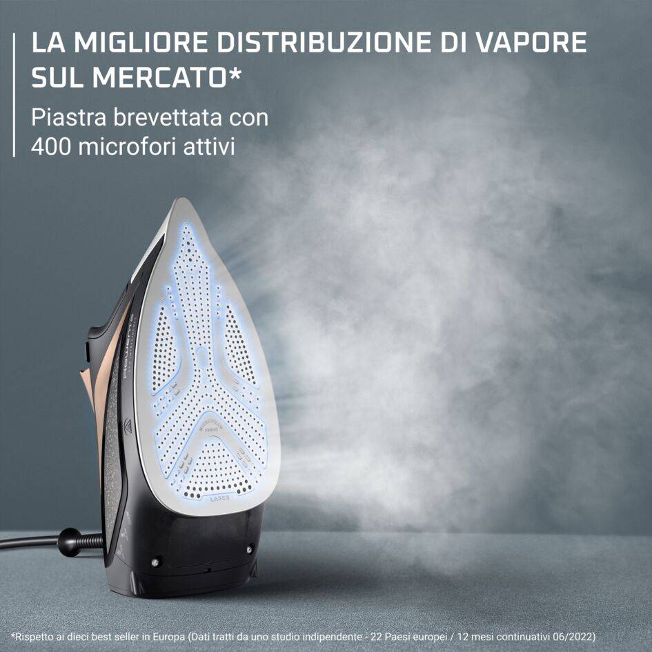 Eco Intelligence, Ferro a Vapore, 190 g/min, Eco-designed, Microsteam 400, Black & Brown