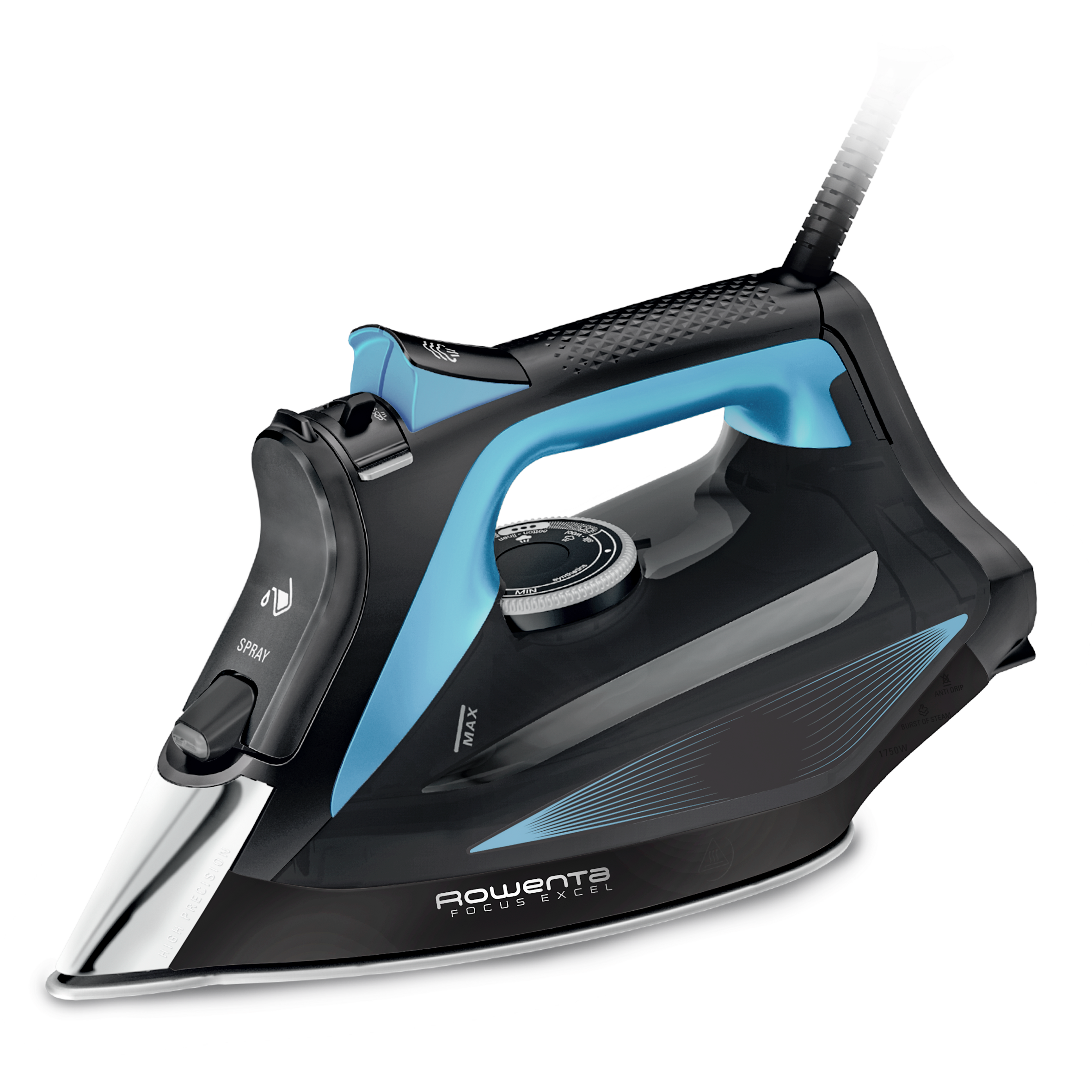Focus Excel, Ferro a Vapore, 180 g/min, Microsteam 400, Black & Blue